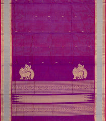 Magenta Handloom Silk Cotton Saree With Zari Buttas & Contrast Border-SC4817