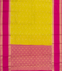 Lime Green Woven Blended Viscose Saree With Floral Zari Motifs-BL6090