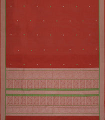 Red Handloom Kanchi Cotton Saree With Buttas-KC1779