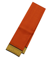 Rust Handloom Korvai Kanchipuram Silk Saree With Contrast Border - KA14629