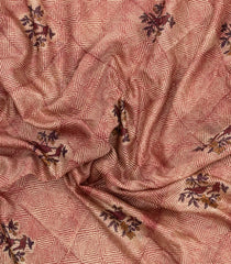 Dusty Pink Printed Chanderi Cotton Saree With Bird Motifs-CC1449