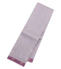 Grey Handloom Kanchipuram Silk Saree With Checks-KA15686