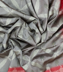 Grey Woven Synthetic Dupion Saree With Floral Jaal Motifs-BL4473