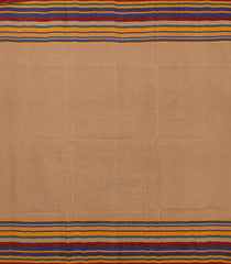 Beige Handwoven Bengal Cotton Saree With Stripes Border-BG1500