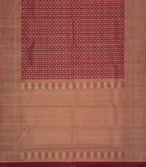Maroon Handloom Kanchipuram Silk Saree With Floral Motifs-KA15638