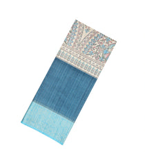 Steel Blue Woven Synthetic Manipuri Silk Saree With Printed Motifs-BL3676