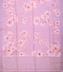 Bubblegum Pink Handloom Linen Saree With Printed Floral Motifs