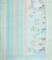 Multicolor Handloom Linen Saree With Printed Floral Motifs-LI0767