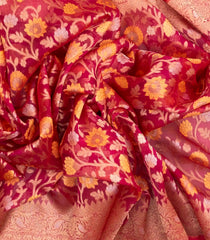 Pink Handloom Organza Soft Silk Saree With Floral Motifs-SO4121