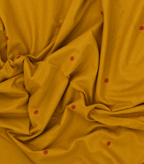 Mustard Handwoven Bengal Cotton Saree With Coin Buttas-BG1515
