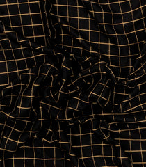 Black Woven Mysore Silk Saree With Zari Checks & Contrast Border-MS3377