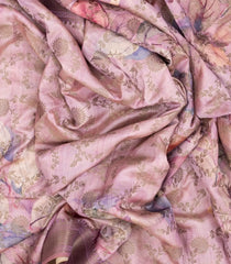 Baby Pink Woven Art Tussar Saree With Printed Floral Motifs-BL3977