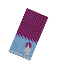 Magenta Woven Tussar Silk Saree With Checks & Contrast Border-TU3246