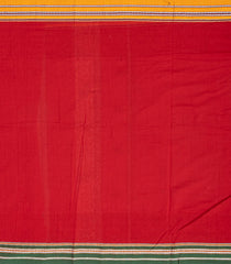 Red Woven Cotton Saree With Kasuti Hand Embroidered Border & Pallu-EN1764