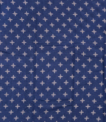 Blue Printed Jaipur Cotton Saree With Floral Motifs-JC1743