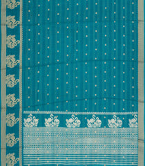 Cyan Printed Synthetics Dola Saree Zari Stripes & Buttas-BL5282