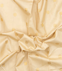 Cream Handloom Korvai Kanchipuram Silk Saree With Buttas & Contrast Border -KA15770