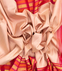 Baby Pink Handloom Korvai Kanchipuram Silk Saree With Floral Jaal Motifs-KA12900