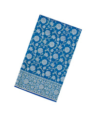 Cyan Handloom Banarasi Silk Saree With Floral Motifs-BE1835