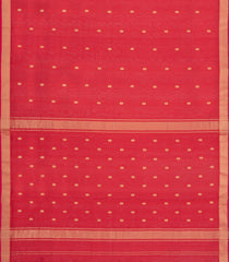 Red Handloom Maheswari Silk Cotton Saree With Floral Buttas-SC4956