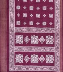Burgundy Printed Synthetic Dola Saree With Zari Stripes & Border-BL5399