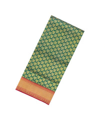 Green Handloom Korvai Kanchipuram 9 Yards Silk Saree With Gandaberunda Motifs-KA15748