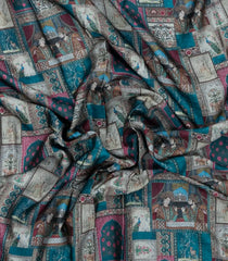 Pink Printed Art Linen Saree With Zari Border-BL6030