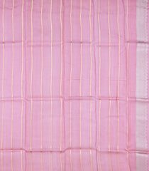 Peach Woven Pure Banarasi Organza Silk Saree With Stripes & Buttas-KS1153