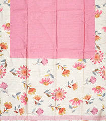 Baby Pink Woven Art Tussar Silk Saree With Stripes & Printed Border-BL3898