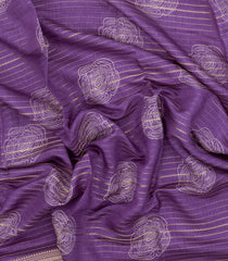 Lavender Printed Synthetics Dola With Zari Stripes -BL5246