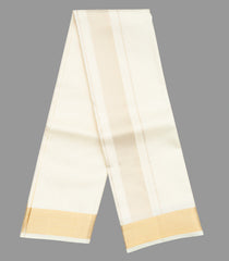 Cream Handloom 8 Yards Silk Dhoti With 4 Yards Angavastram & Shirt Material -CD1527