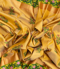 Sandal Woven Hand Painted Silk Saree With Meena Floral Motifs-KA13298