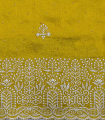 Mustard Synthetic Vichitra Zari Embroidery With Stone Work-BL5467
