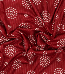 Maroon Printed Synthetic Dola Silk Saree With Motifs & Zari Stripes-SY0447