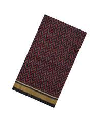 Black Handloom Rajkot Patola Silk Saree With Ikat Chevron Motifs-IK0462