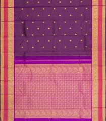 Dark Purple Handloom Kanchipuram Silk Saree With Checks & Buttas-KA15263