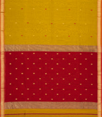 Mustard Handloom Maheswari Silk Cotton Saree With Buttas-SC4169