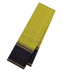 Olive Green Handloom Korvai Kanchipuram Silk Saree With Stripes-KA16217