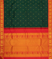 Dark Green Handloom Korvai Kanchipuram Silk Saree With Lord Ram Motifs-KA15889
