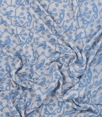 Off White Handloom Bengal Cotton Saree With Bird Motifs-BG1637