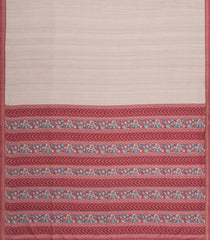Taupe Printed Synthetic Kotha Silk Saree With Contrast Border-SY0542