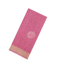 Light Peach Printed Art Dola Silk Saree With Zari Checks & Border-BL5744