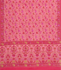 Peach Printed Crepe Silk Saree With Floral Motifs-PS0922