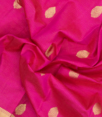 Hot Pink Handloom Kanchipuram Silk Saree With Zari Stripes & Buttas-KA16804