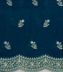 Cyan Woven Synthetic Blended Saree With Embroidered Motifs-EN2070