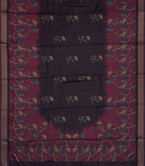 Black Woven Synthetic Cotton Saree With Printed Floral Motifs-BL4286