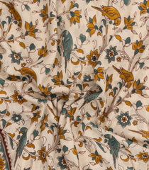 Cream Printed Kalamkari Cotton Saree -KAL1235