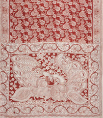 Red Printed Kalamkari Cotton Saree-KAL1265