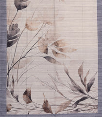 Grey Woven Synthetic Kotha Silk Saree With Printed Floral Motifs-BL4836