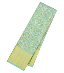 Aquamarine Handloom Kanchipuram Silk Saree With Meena Floral Motifs-KA15674